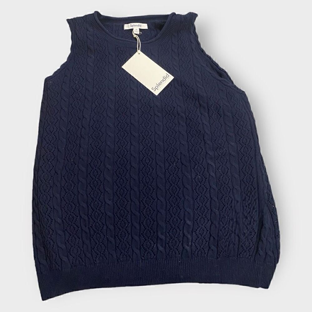 Splendid Womens Cosette Crochet Navy Tank size Medium New with Tags